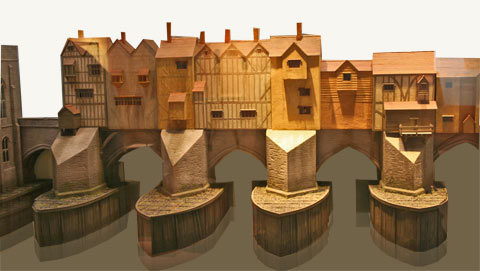Maquette d'un pont avec habitations