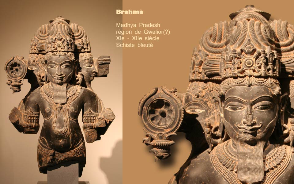 Brahmà Madhya Pradesh région de Gwalior(?) XIe – XIIe siècle Schiste bleuté