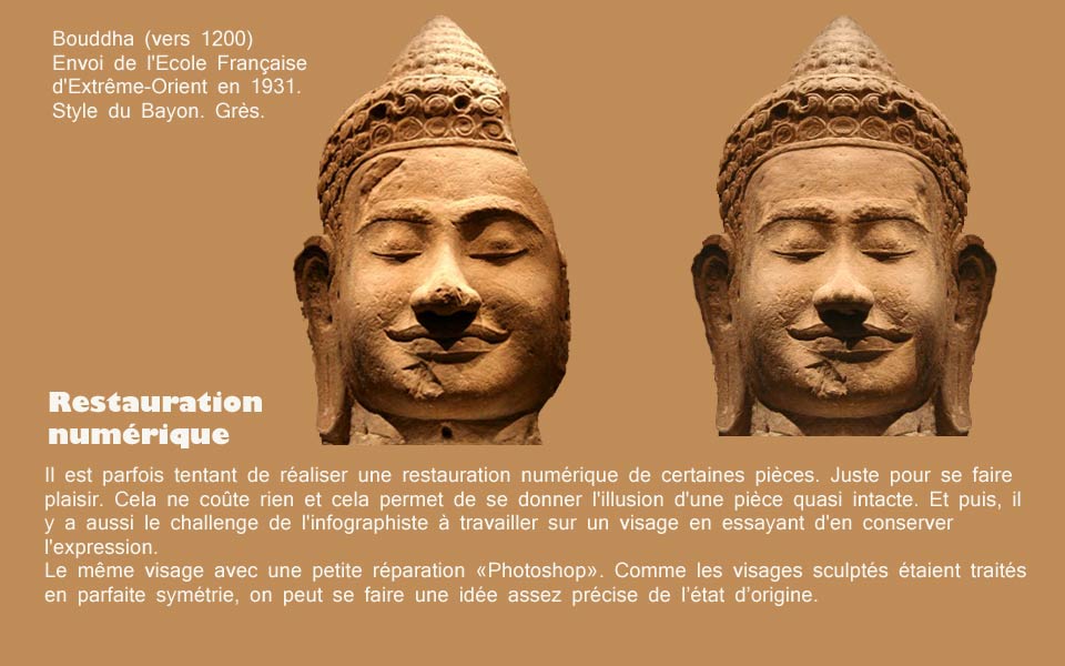 Bouddha vers 1200 Envoi de l’Ecole Française d’Extrême-Orient en 1931. Style du Bayon. Grès.