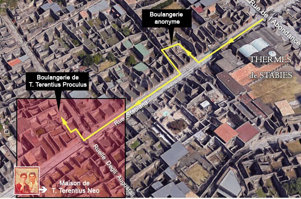 Plan des boulangeries de la rue Stabiane Pompéi