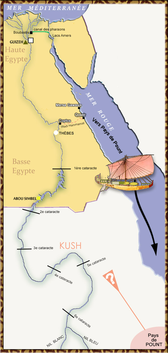 Carte de l'expédition d'Hatshepsout au pays de Pount