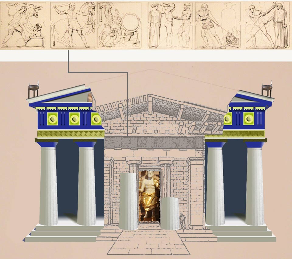 Métopes avant du Temple de Zeus à Olympie
