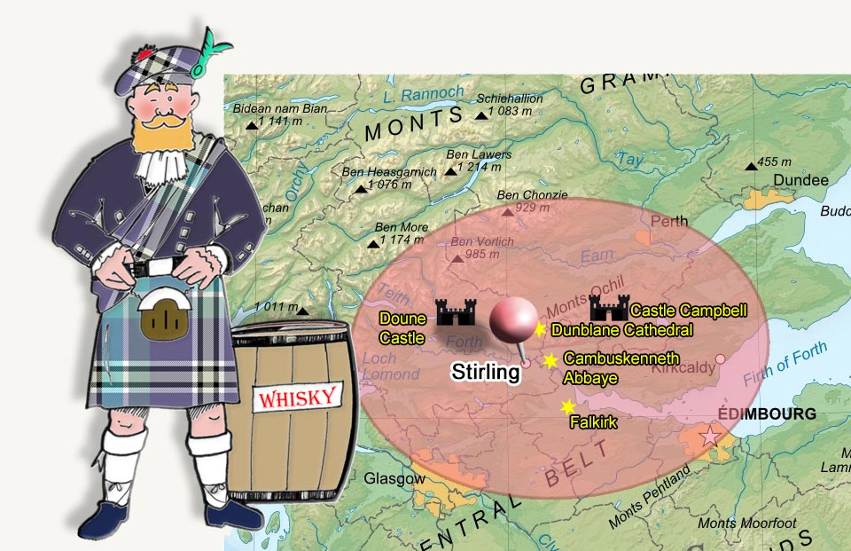 Carte de Stirling et de ses environs